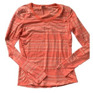 Marmot Peach Striped Long Sleeve Fitted Tee S